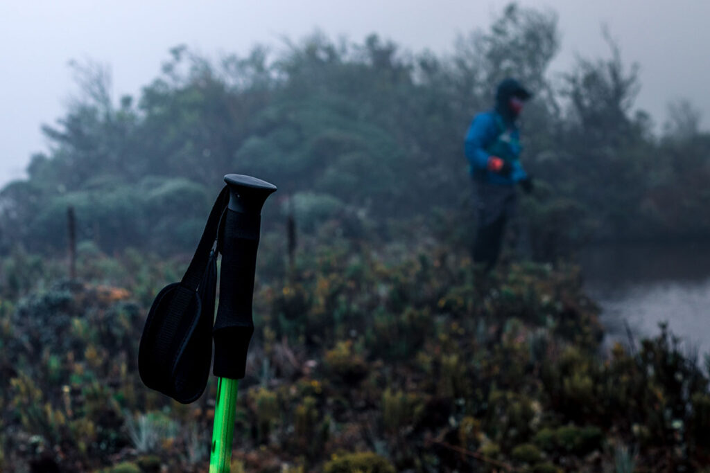 Excursionista en el Páramo cerca de una turbera del Cerro Ena, San Jerónimo de Pérez