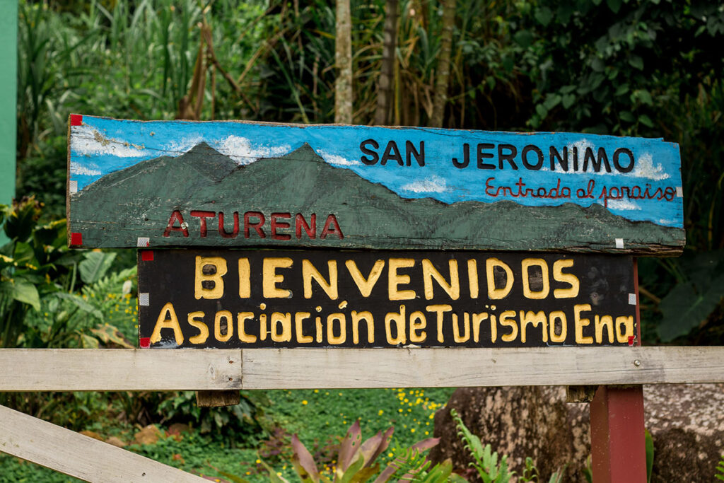 Rótulo de Bienvenida a San Jerónimo ATURENA (Asociación de Turismo ENA)